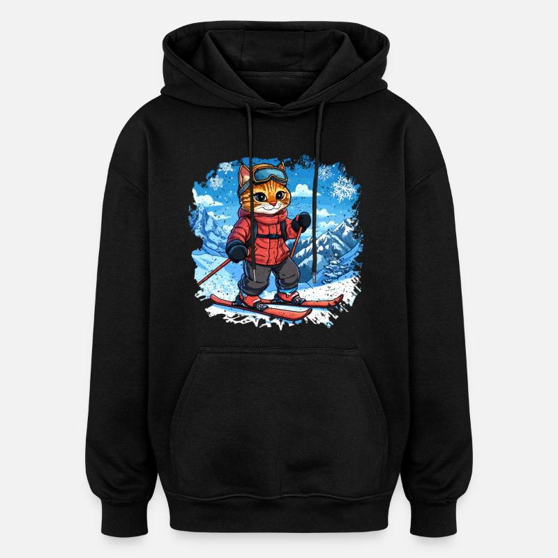 Chats de ski - Sweat à capuche oversize unisexe - noir