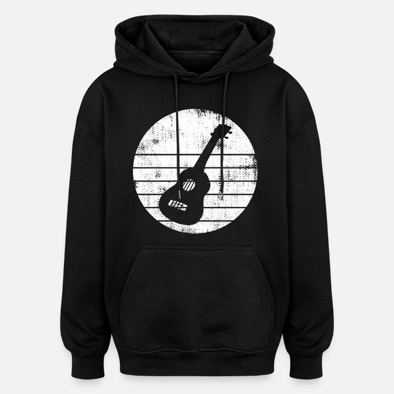 Dessin de ukulélé - Sweat à capuche oversize unisexe - noir