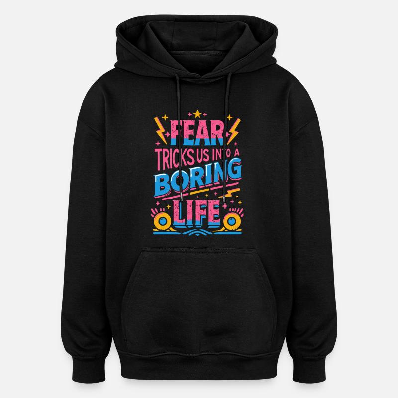 Keine Angst, einfach leben! - Oversized Unisex Hoodie - Schwarz