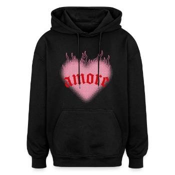 Burning love - Oversized Unisex Hoodie - black - Front - Noah (186cm)
