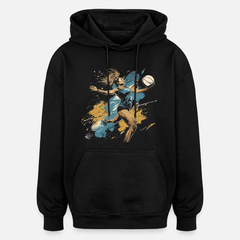 Graffiti d’un joueur de volley-ball - Sweat à capuche oversize unisexe - noir