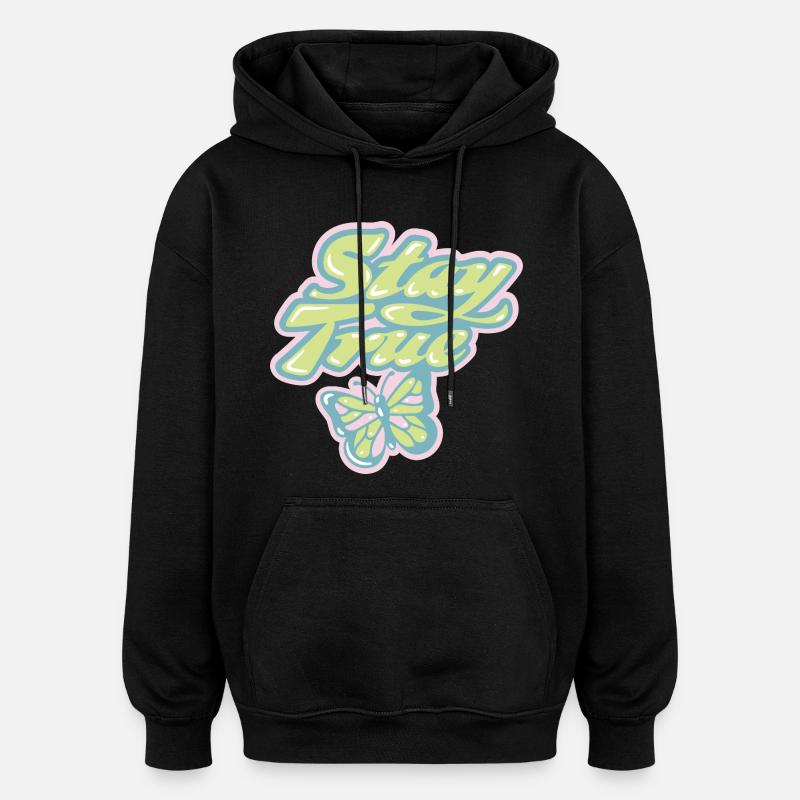Stay True – Rétro pastel doux - Sweat à capuche oversize unisexe - noir