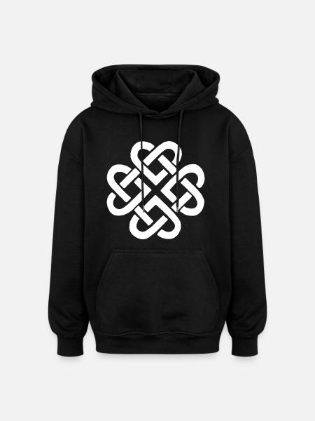 Fleur et coeurs blancs - Sweat à capuche oversize unisexe - noir