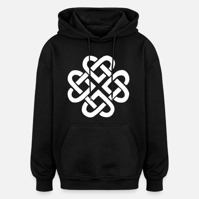 Fleur et coeurs blancs - Sweat à capuche oversize unisexe - noir