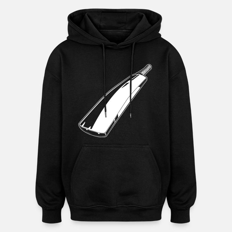 Dessin de batte de cricket - Sweat à capuche oversize unisexe - noir