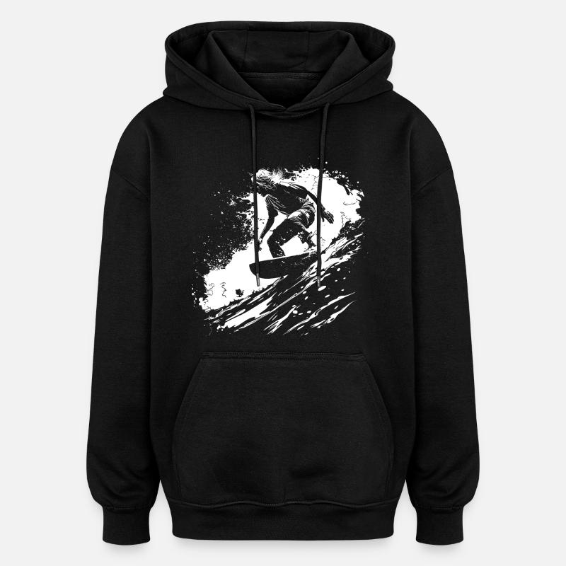 Surf - Sweat à capuche oversize unisexe - noir