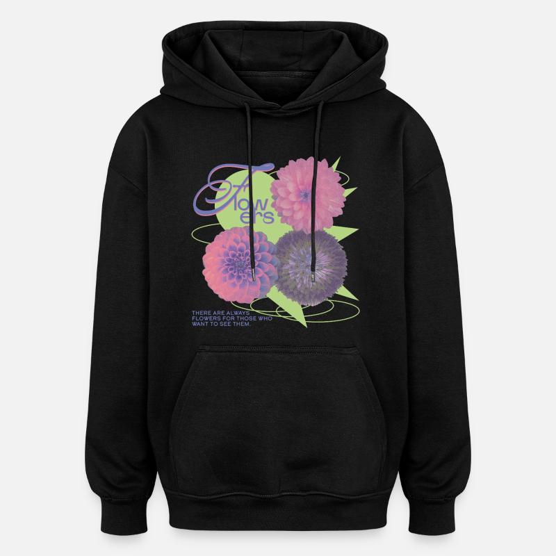 Énoncé de vision florale - Sweat à capuche oversize unisexe - noir