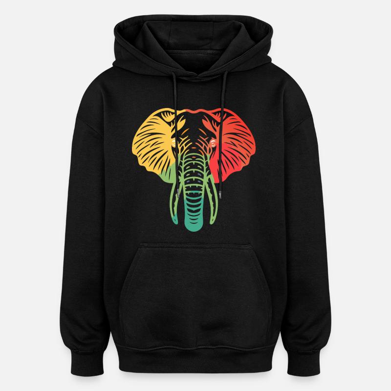Elefantenkopf bunt - Oversized Unisex Hoodie - Schwarz