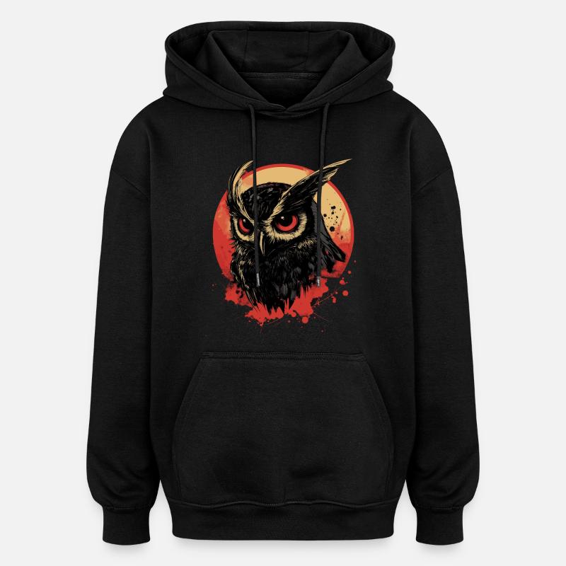 Eule - Oversized Unisex Hoodie - Schwarz