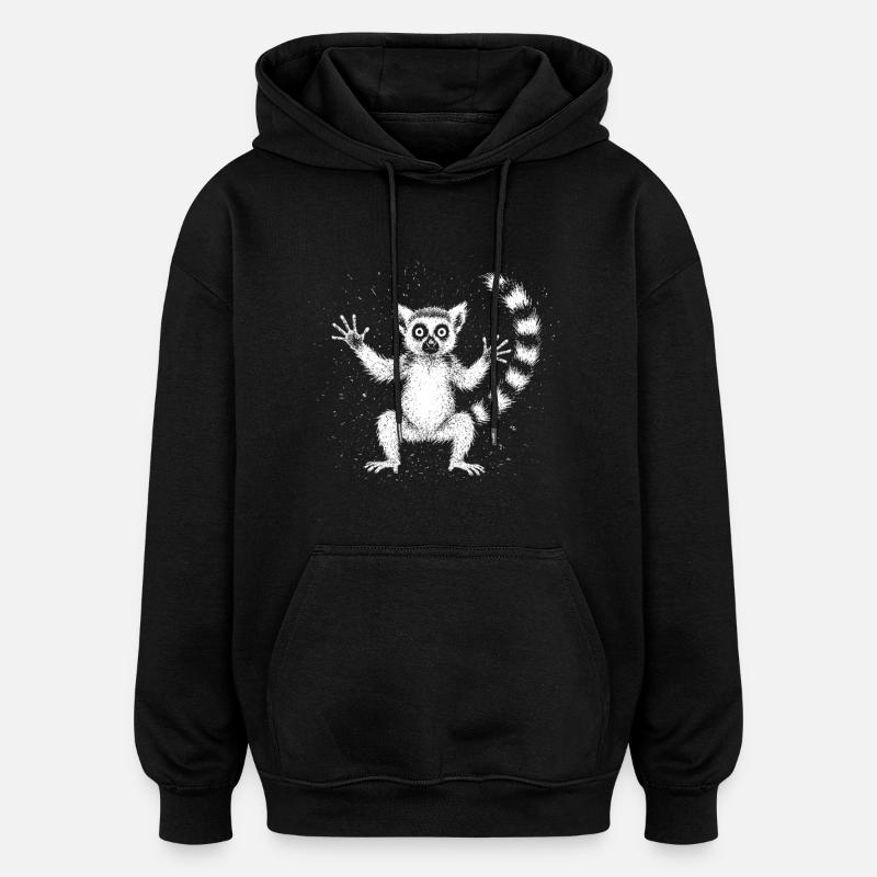 Lémurien - Sweat à capuche oversize unisexe - noir