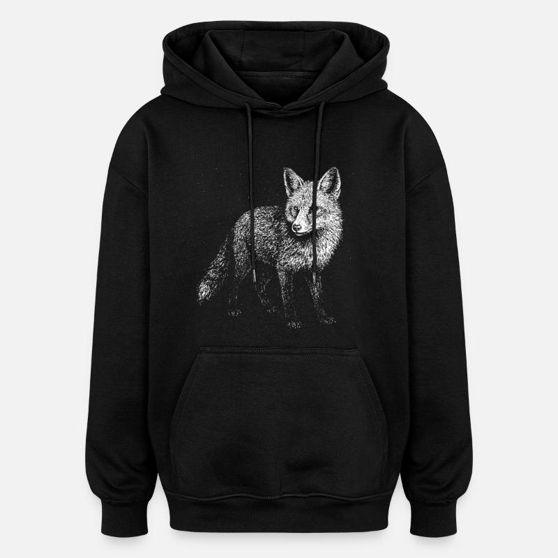 Un renard - Sweat à capuche oversize unisexe - noir