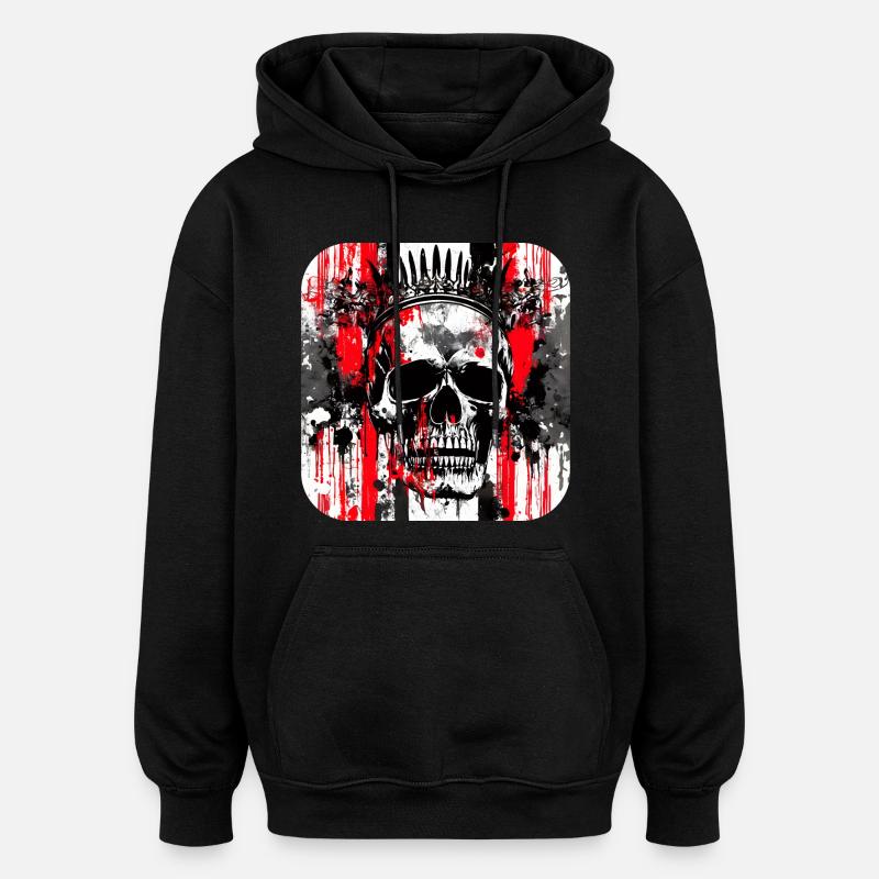 Tête Couronne Graffiti Crâne - Sweat à capuche oversize unisexe - noir