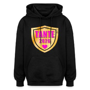 BABY MITTEILUNG TANTE 2026 GEBURT - Oversized Unisex Hoodie - Schwarz - Vorne - Noah (186cm)