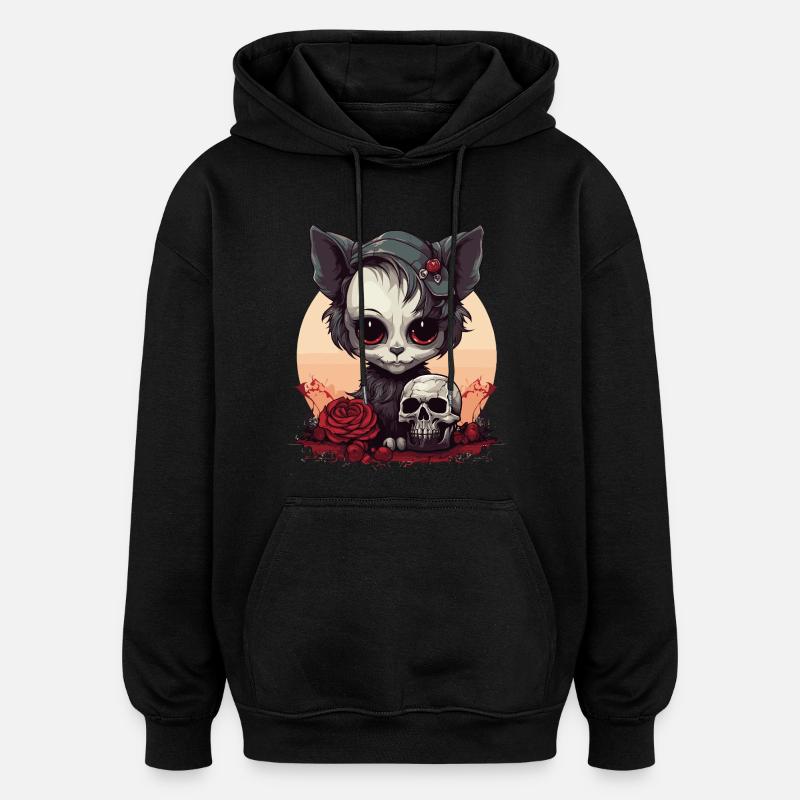 Cute Emo Gothic Kitten - Oversized Unisex Hoodie - black