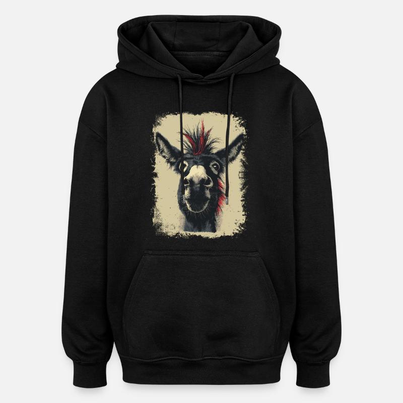Drôle d’âne - Sweat à capuche oversize unisexe - noir