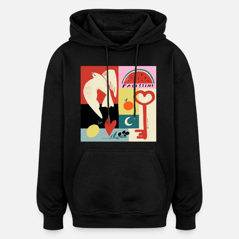 Tout sur la Palestine - Sweat à capuche oversize unisexe - noir