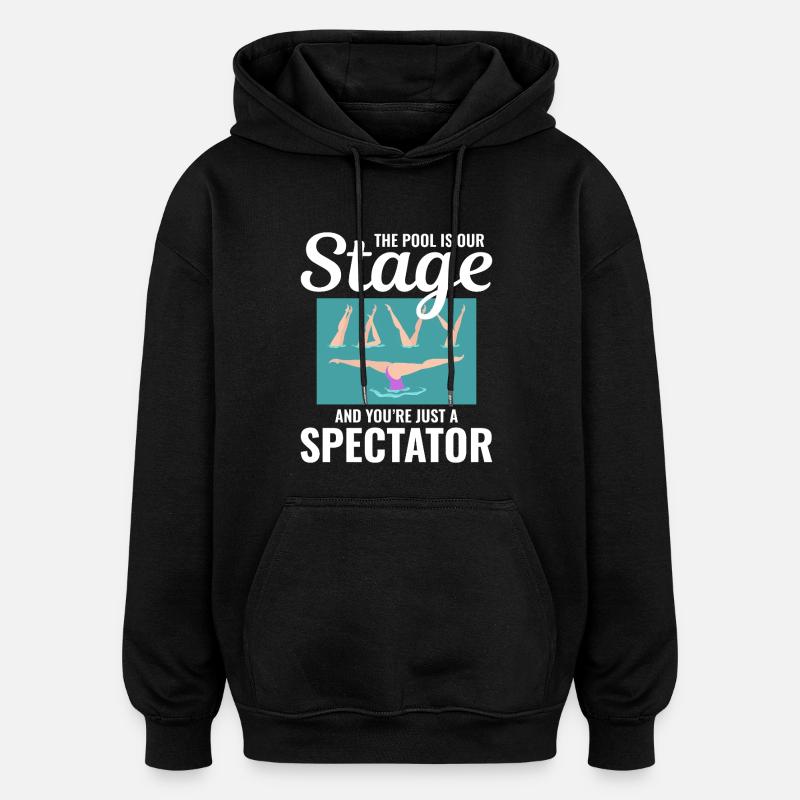 Zuschauer am Pool, Illustration, Synchronschwimmen - Oversized Unisex Hoodie - Schwarz