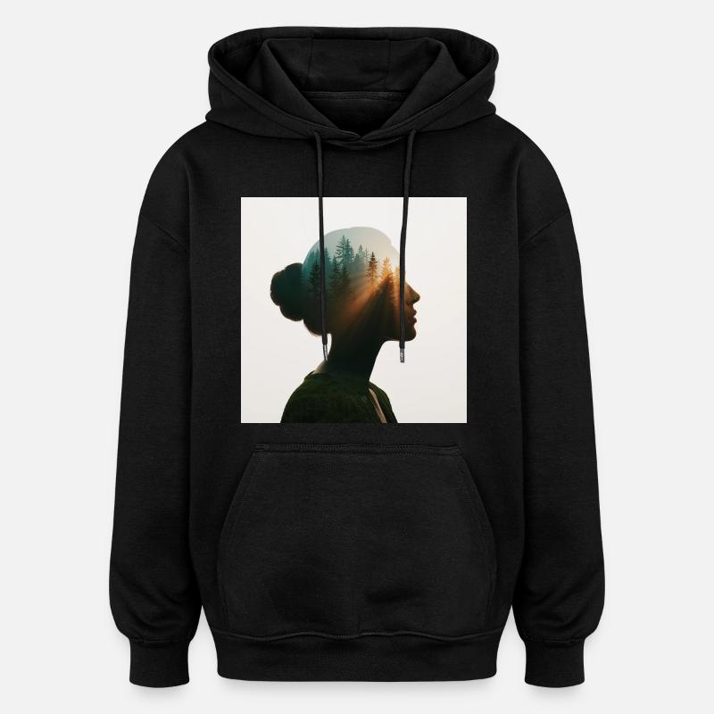 Âme de la forêt - Sweat à capuche oversize unisexe - noir