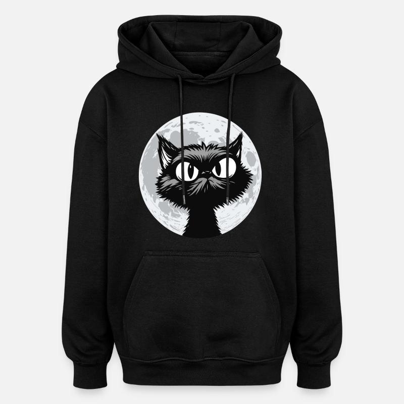 Mondkatze Mitternacht - Oversized Unisex Hoodie - Schwarz