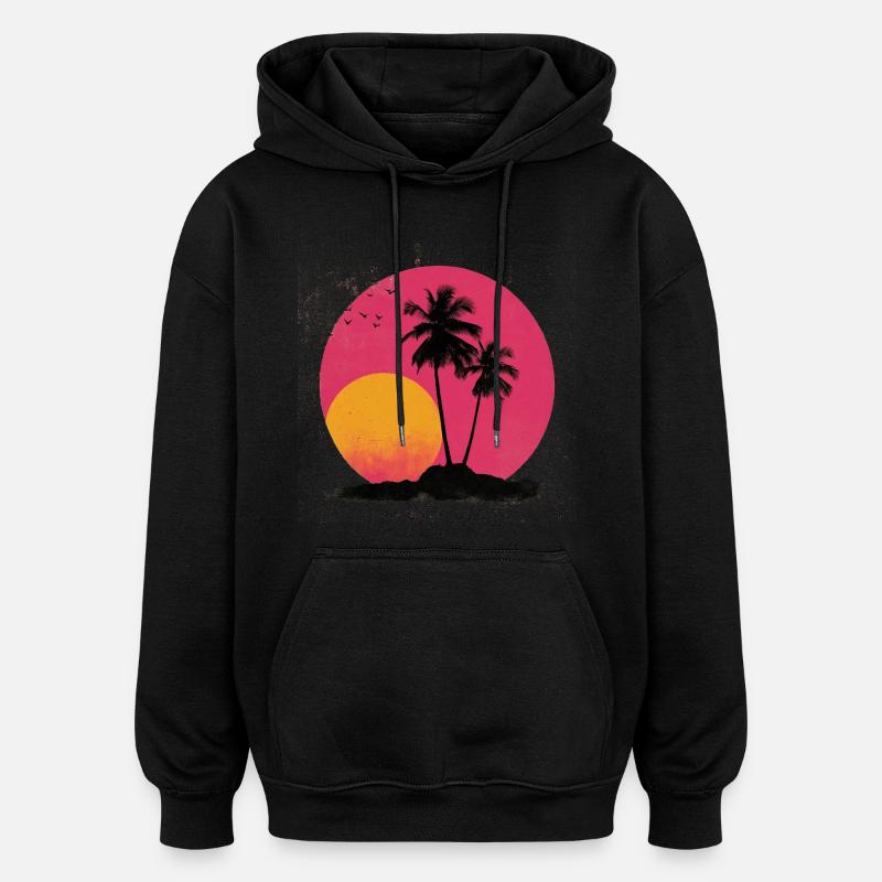 Lever du soleil - Sweat à capuche oversize unisexe - noir