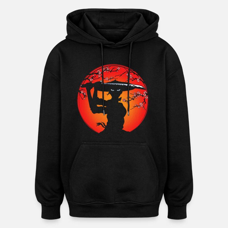 Fille samouraï - Sweat à capuche oversize unisexe - noir