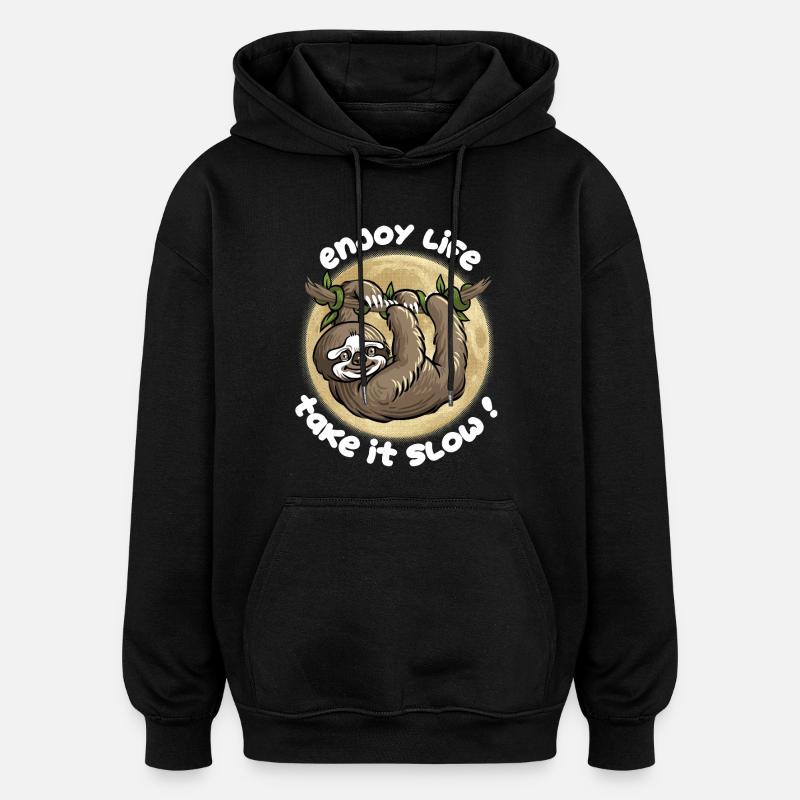 Gehen Sie es langsam an! - Oversized Unisex Hoodie - Schwarz