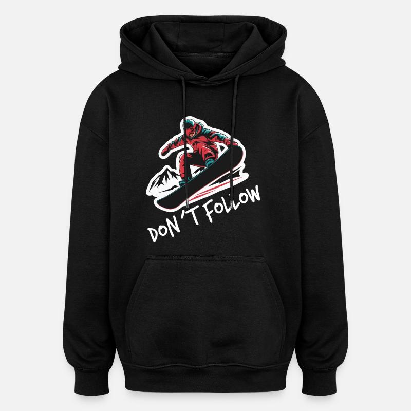Snowboarder faisant du snowboard - Sweat à capuche oversize unisexe - noir