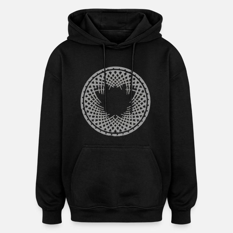 Geometric Mandala Pattern - Oversized Unisex Hoodie - black