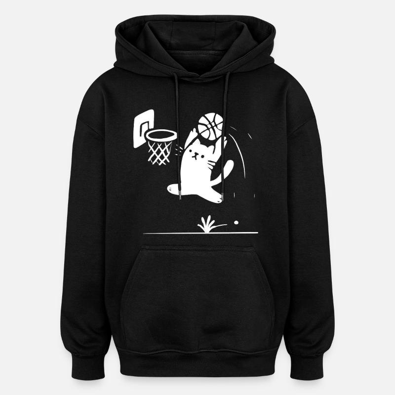 Chat de basket-ball - Sweat à capuche oversize unisexe - noir