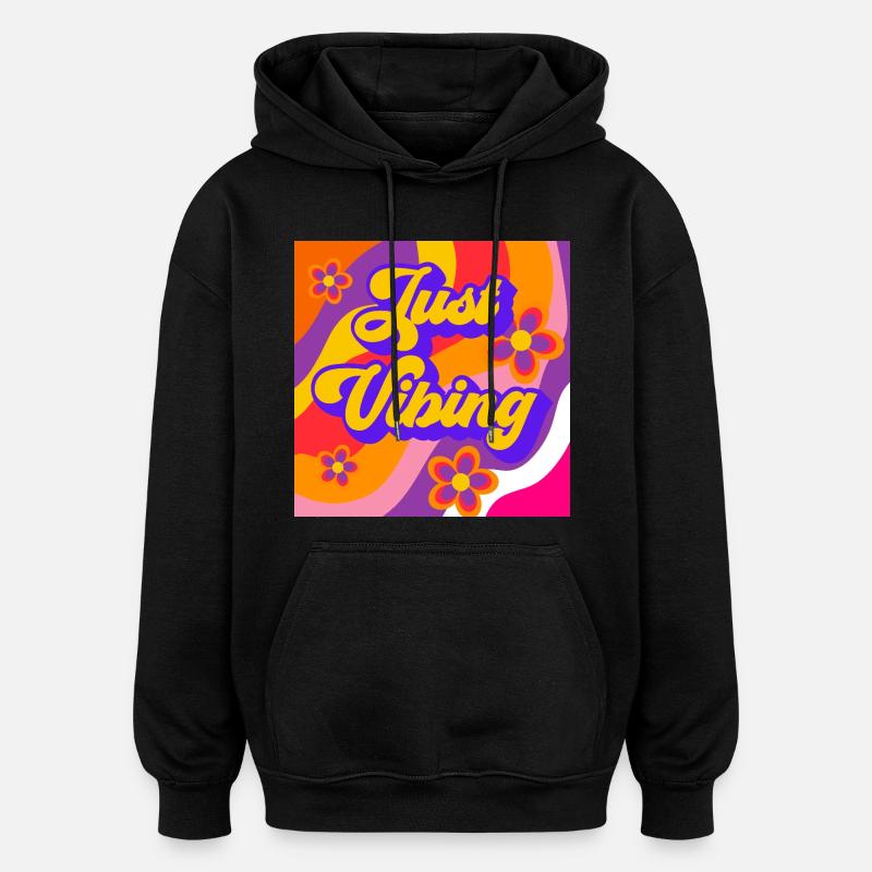 Just_vibing - Sweat à capuche oversize unisexe - noir