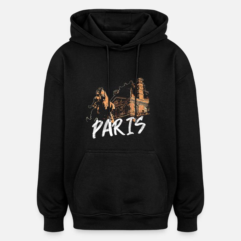 Paris architecture and statue - Oversized Unisex Hoodie - black