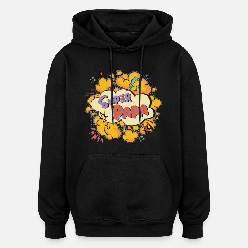 Super papa Comic Explosion - Sweat à capuche oversize unisexe - noir