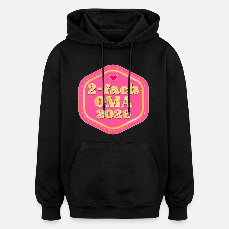 DOUBLE OMA 2026 - Sweat à capuche oversize unisexe - noir