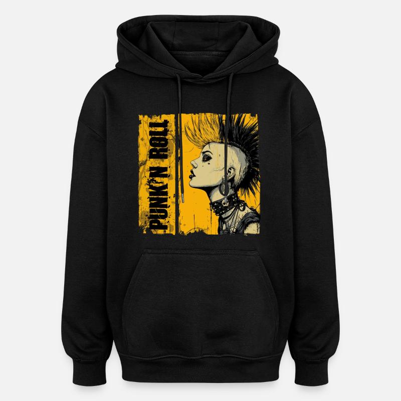 Fille Punk’n Roll - Sweat à capuche oversize unisexe - noir