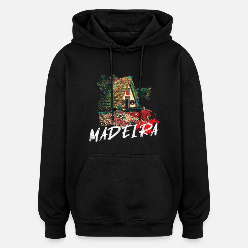 Maison traditionnelle de l'île de Madère - Sweat à capuche oversize unisexe - noir