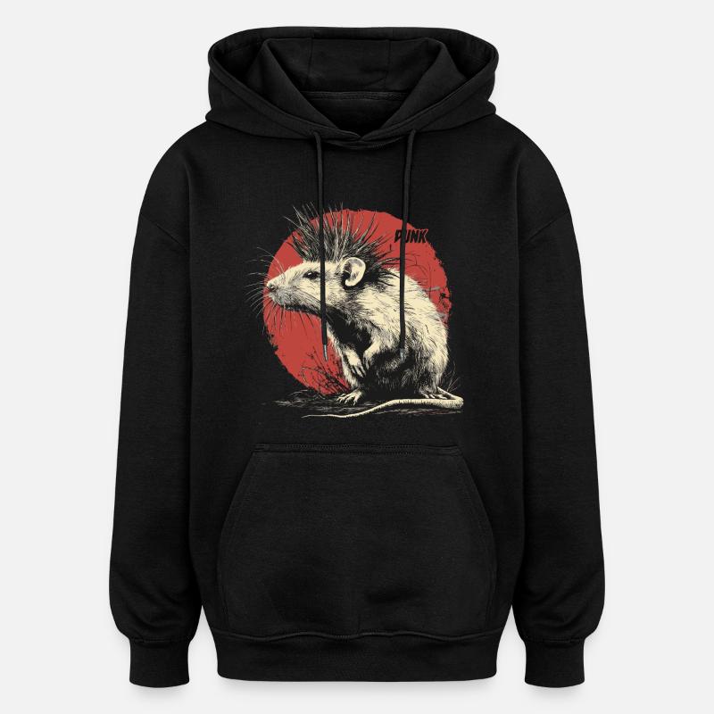 Punk Rock Rat - Sweat à capuche oversize unisexe - noir