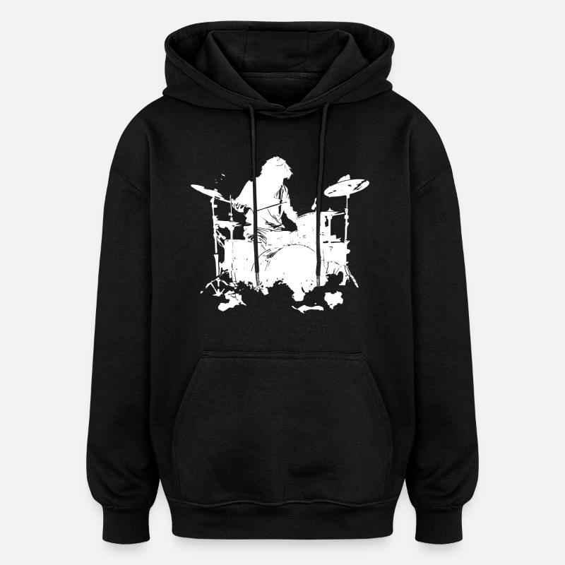 Croquis du batteur - Sweat à capuche oversize unisexe - noir