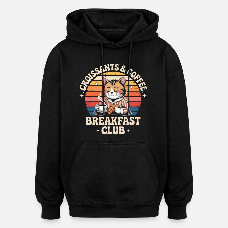Katzenbrunch Retro Café - Oversized Unisex Hoodie - Schwarz