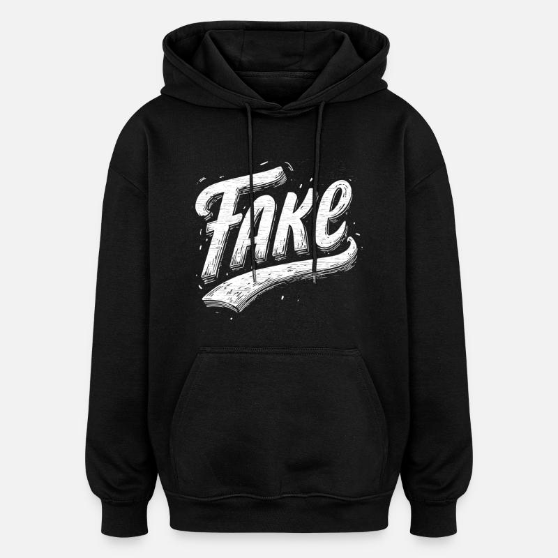 Faux - Sweat à capuche oversize unisexe - noir