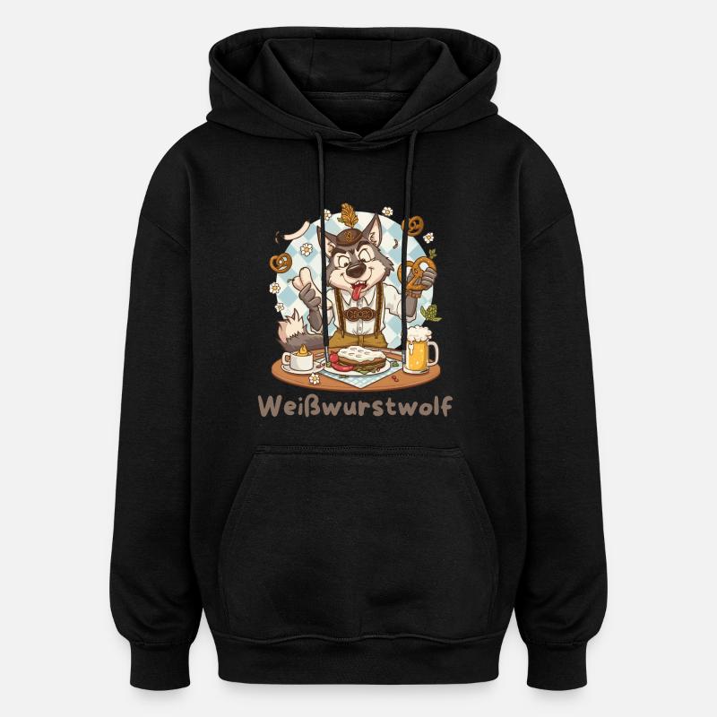 Weißwurst grinder Kochheld Bavarian - Oversized Unisex Hoodie - black