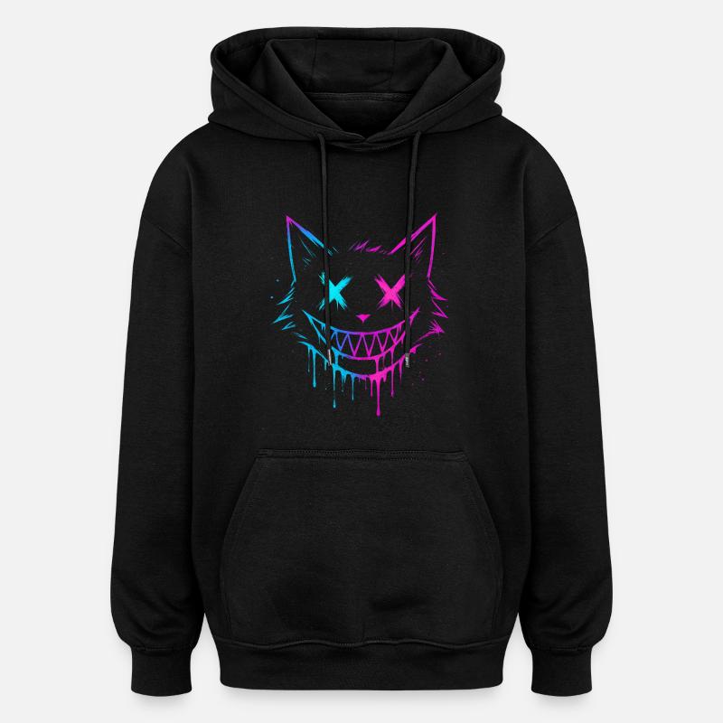 Éclaboussure de chat - Sweat à capuche oversize unisexe - noir