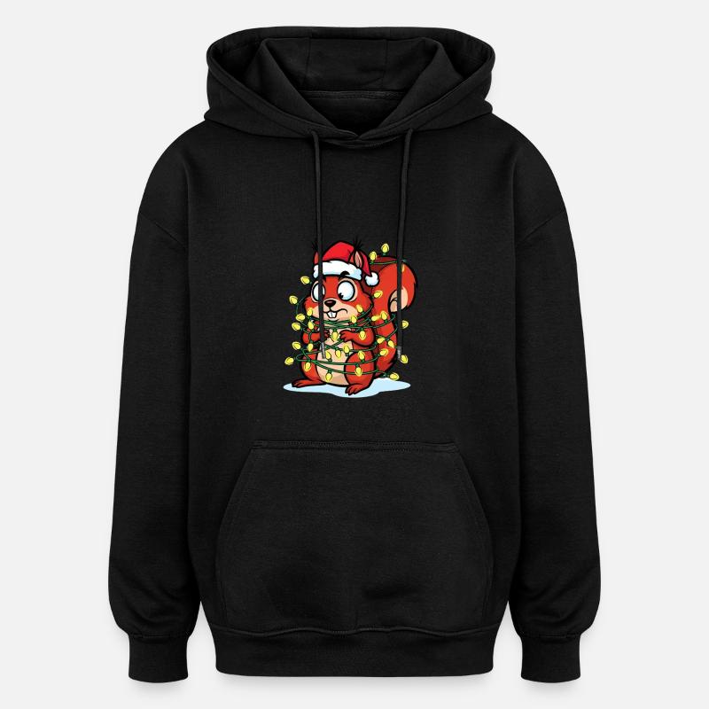 Eichhörnchen im Weihnachtslicht - Oversized Unisex Hoodie - Schwarz