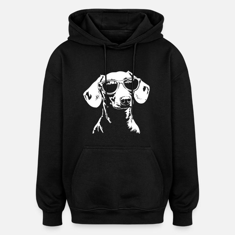 Dackel Sonnenbrille - Oversized Unisex Hoodie - Schwarz