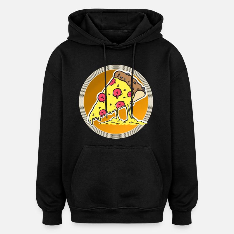 Pizza - Sweat à capuche oversize unisexe - noir