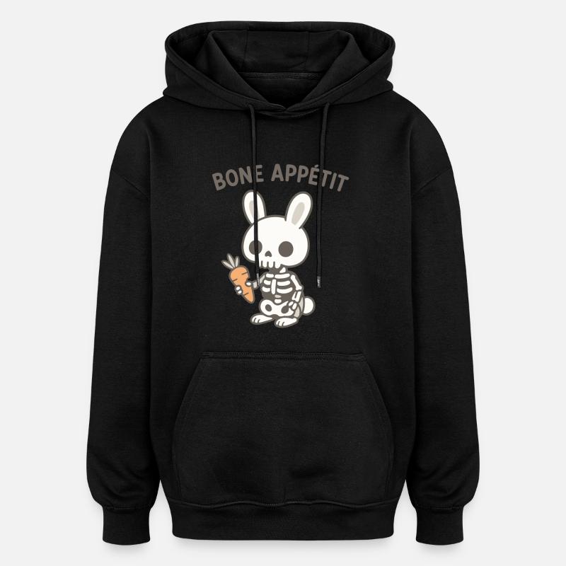 Bone Appetit Skeleton Bunny - Sweat à capuche oversize unisexe - noir