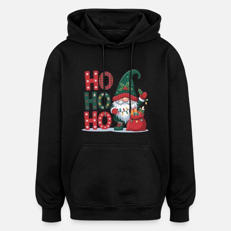 HoHoHo Noël Gnome - Sweat à capuche oversize unisexe - noir
