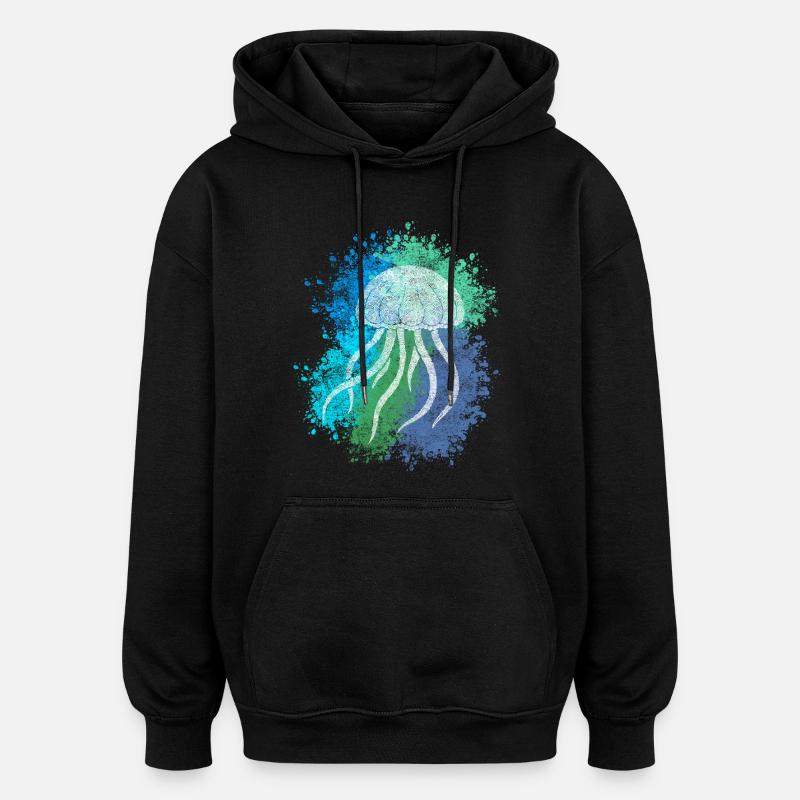 Méduse Zentangle - Sweat à capuche oversize unisexe - noir