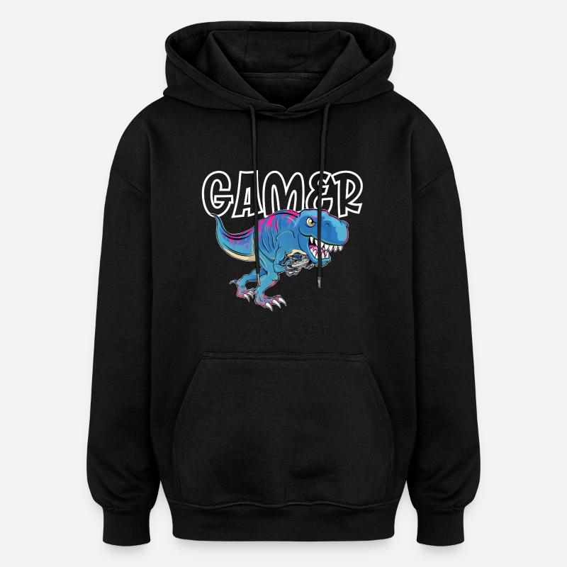 Gamer Gaming T_Rex - Sweat à capuche oversize unisexe - noir