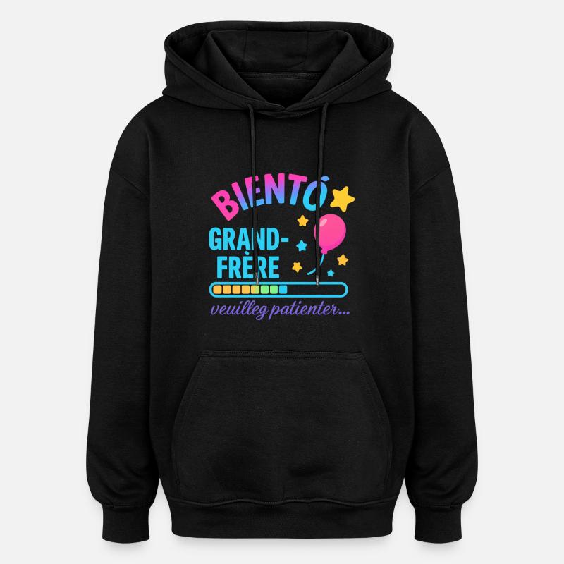 Bald wartet ein großer Bruder - Oversized Unisex Hoodie - Schwarz