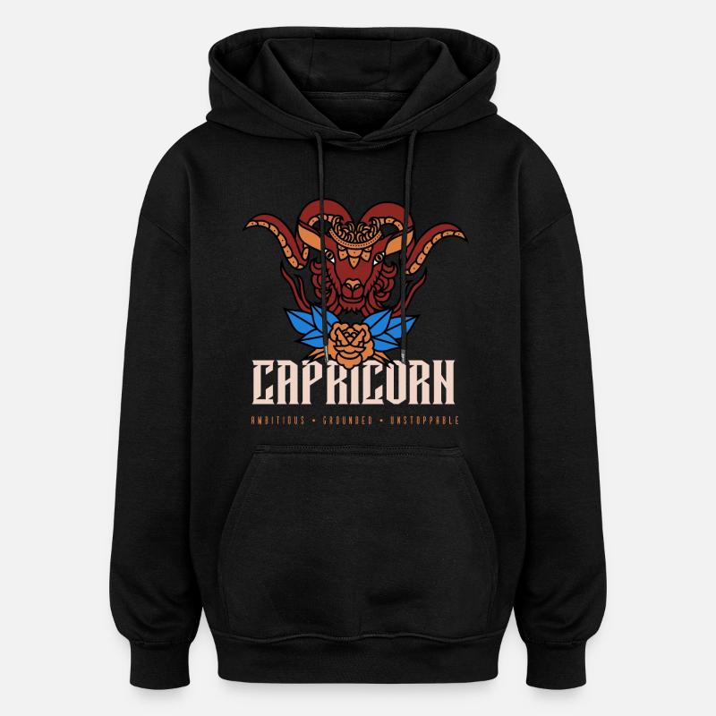 Steinbock - Oversized Unisex Hoodie - Schwarz